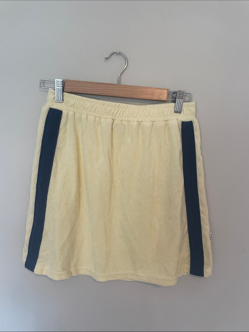 Yellow Mini Skirt with Navy Side Panels